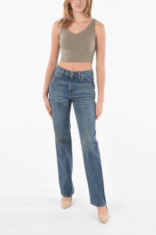 Mid-wash Flared Jeans with 5 Pockets