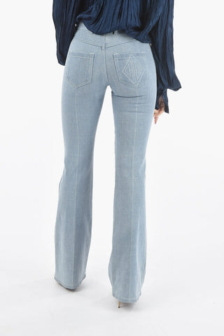 Light-wash Flared Jeans with Embroidery embellishment