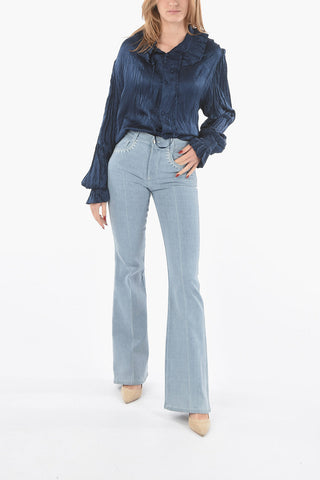 Light-wash Flared Jeans with Embroidery embellishment