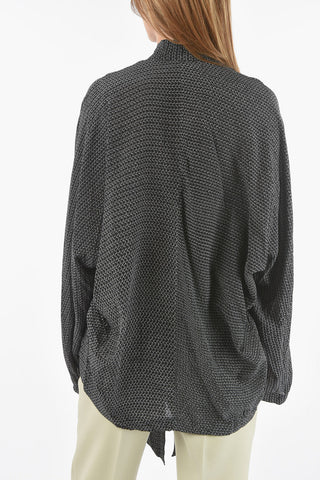 Silk Tie-neck Blouse with Chain-print
