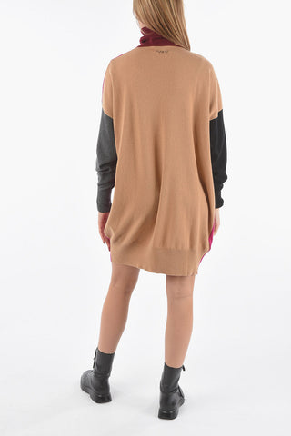 Turtleneck Cashmere Blend Multicolor Knitted Dress