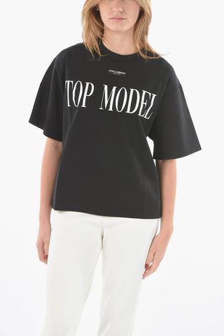 Crewneck TOP MODEL T-shirt with Lettering Print