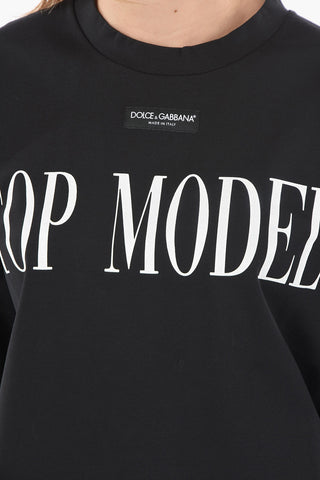 Crewneck TOP MODEL T-shirt with Lettering Print