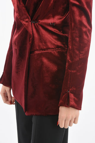 Velour CALICO Double-breasted Blazer with Hook Closure and Peak Lapel