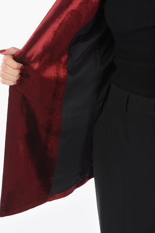 Velour CALICO Double-breasted Blazer with Hook Closure and Peak Lapel