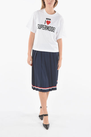 Crewneck I LOVE SUPERMODEL T-shirt with Debossed Lettering