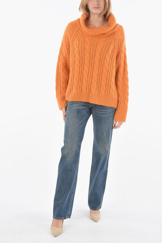 Maglia a Collo Alto in Misto Mohair Aran