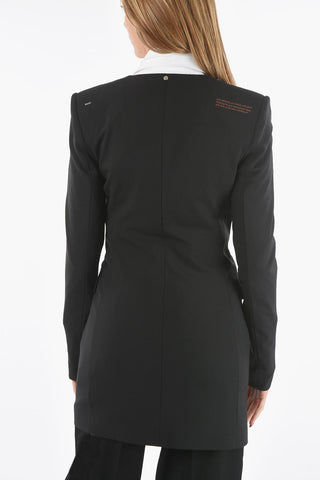 Abito Blazer Scollo a V in Misto Lana con Borchie decorative