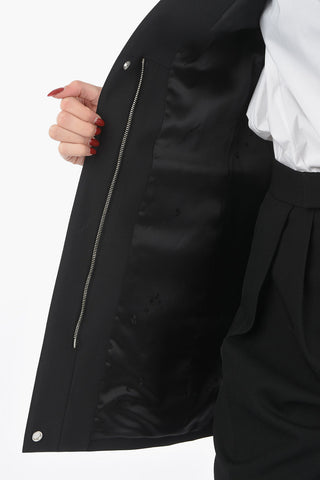 Abito Blazer Scollo a V in Misto Lana con Borchie decorative