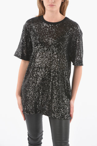 Top a Maniche Corte CRUZ con Paillettes All-Over