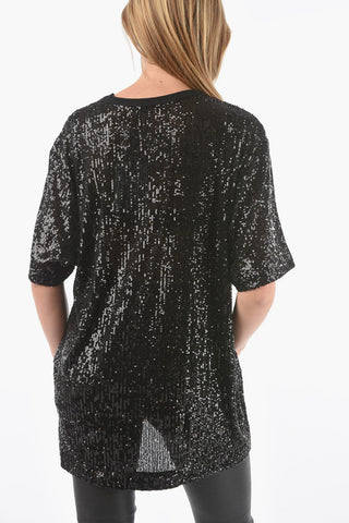 Top a Maniche Corte CRUZ con Paillettes All-Over