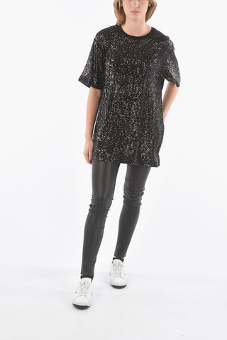 Top a Maniche Corte CRUZ con Paillettes All-Over