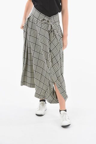 Destructured Flared Pants in Glen Check Motif