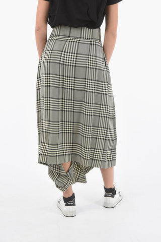 Destructured Flared Pants in Glen Check Motif