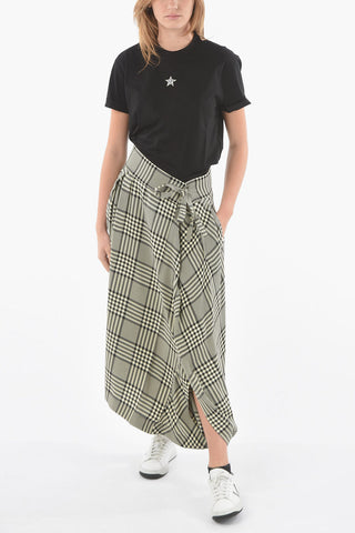 Destructured Flared Pants in Glen Check Motif