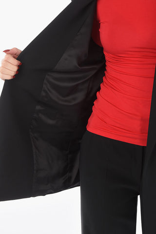 Gabardine-wool Buttonless Blazer with Notch lapel
