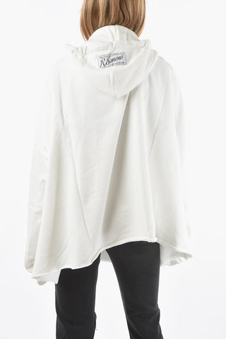 Fleeced Cotton Oversized Printed Hoodie with Asymmetrical Cords