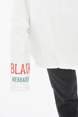 Fleeced Cotton Oversized Printed Hoodie with Asymmetrical Cords