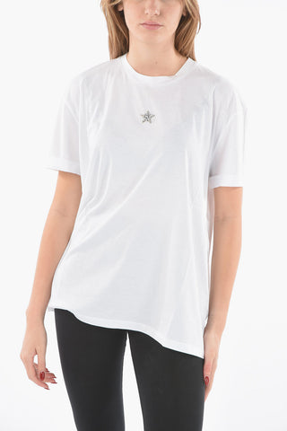 T-shirt girocollo con Stella Decorativa in Strass