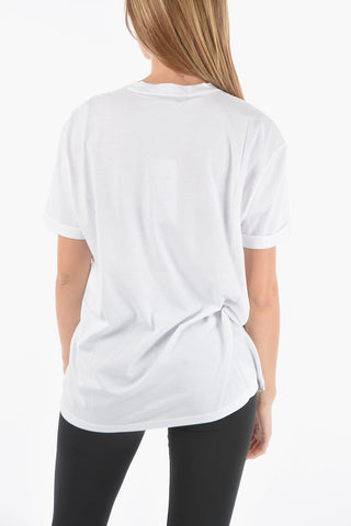 T-shirt girocollo con Stella Decorativa in Strass