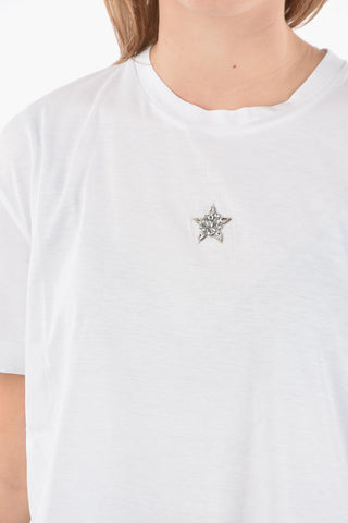 T-shirt girocollo con Stella Decorativa in Strass