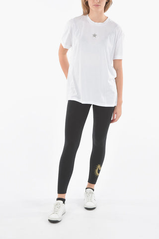 T-shirt girocollo con Stella Decorativa in Strass