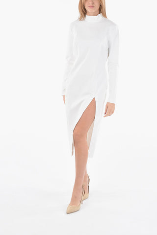 AMINA MUADDI Jersey Turtleneck Maxi Dress with Side Split Hem