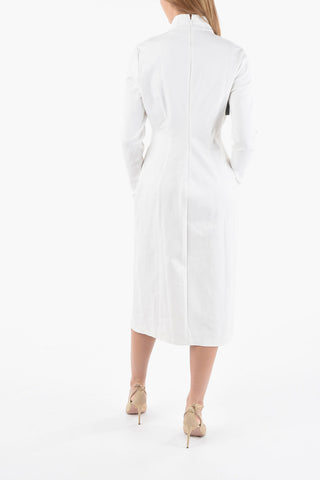 AMINA MUADDI Jersey Turtleneck Maxi Dress with Side Split Hem