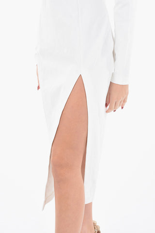 AMINA MUADDI Jersey Turtleneck Maxi Dress with Side Split Hem