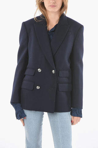 Blazer Doppiopetto in Lana e Cashmere con Revers a Lancia