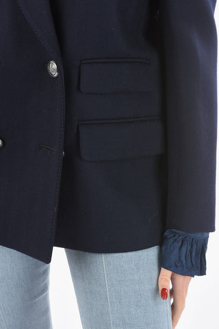 Blazer Doppiopetto in Lana e Cashmere con Revers a Lancia