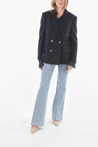 Blazer Doppiopetto in Lana e Cashmere con Revers a Lancia