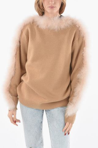 Merino Wool TAIWAN Sweater with Feathers Detailing