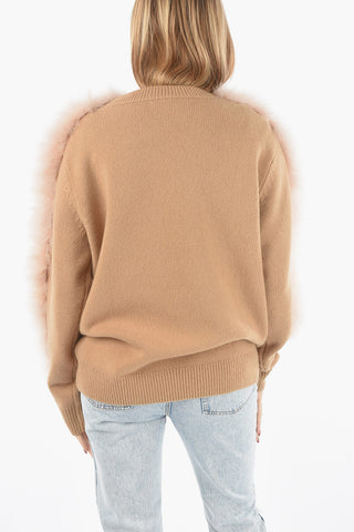 Merino Wool TAIWAN Sweater with Feathers Detailing