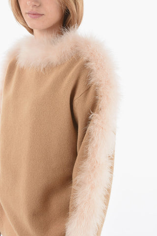 Merino Wool TAIWAN Sweater with Feathers Detailing