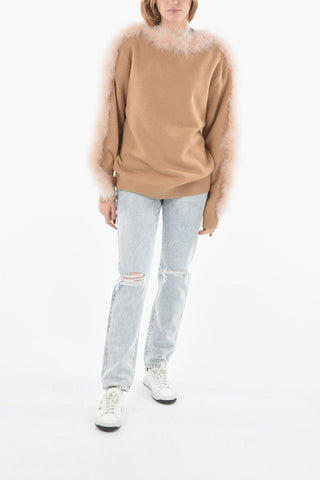Merino Wool TAIWAN Sweater with Feathers Detailing