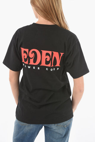 Reclycled cotton crew-neck t-shirt with back print logo