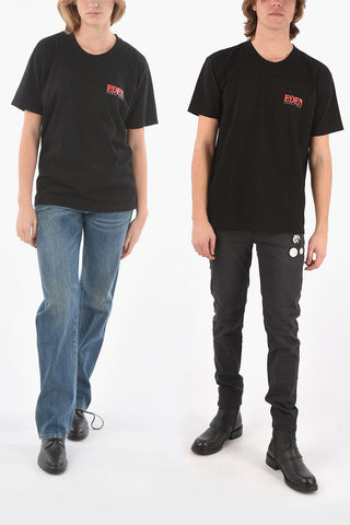 Reclycled cotton crew-neck t-shirt with back print logo