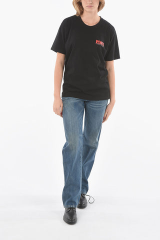 Reclycled cotton crew-neck t-shirt with back print logo