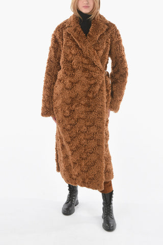 Mohair Bouclé Double-breasted Coat with Belt