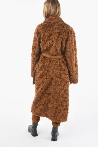 Mohair Bouclé Double-breasted Coat with Belt