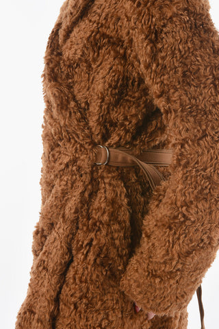 Mohair Bouclé Double-breasted Coat with Belt