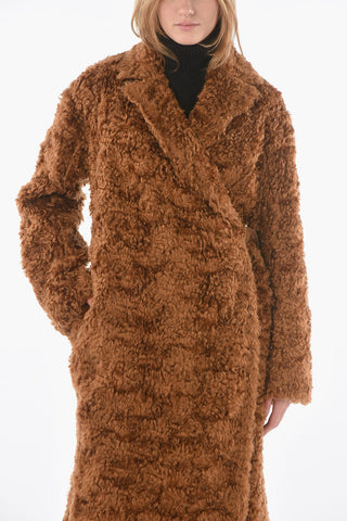 Mohair Bouclé Double-breasted Coat with Belt