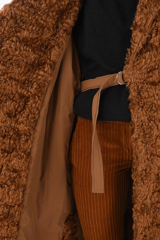 Mohair Bouclé Double-breasted Coat with Belt