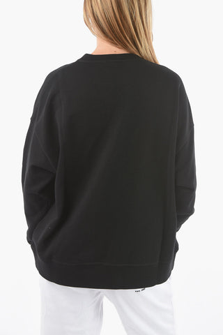 Brushed Cotton Crewneck Sweatshirt with Lettering Logo Print