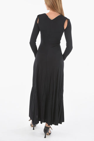 Maxidress Svasato in Viscosa con Half Zip Frontale e Dettaglio Cut-out