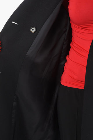 Wool Twill Double-breasted Coat with Peak Lapel