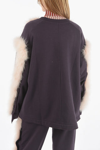 Brushed Cotton HAWKIN Crewneck Sweatshirt with Feathers Detailing