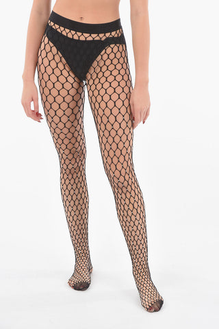 AMINA MUADDI Crystals Embellished Fishnet Tights