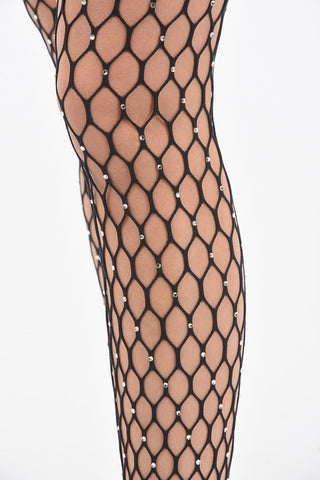 AMINA MUADDI Crystals Embellished Fishnet Tights